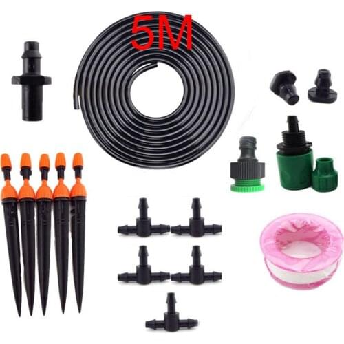 5M Watering System Automatic Drip Irrigation Hose Connector 4/7mm Water Sprinklers Plant flowers Garden Tools Cooling System