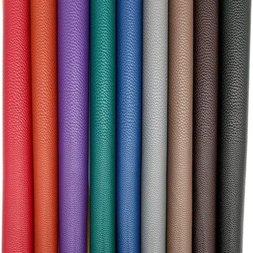 Plain Design Solid Colors Litchi Grain Embossed PU Faux Leather Fabric Sheet Cotton Backing for Making Shoes/Bags/Handbags