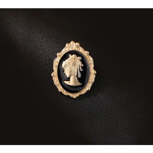 Morkopela Artistic Collection Women Cameo Brooch Badge Unique Enamel Pins And Brooches Frame Relief Pin Accessories For Gift
