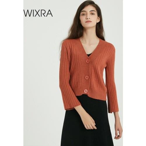 Wixra Women A-Line Basic Dress Elegant Female Sleeveless V Neck Knee-length Knitted Dresses 2019 Autumn Spring