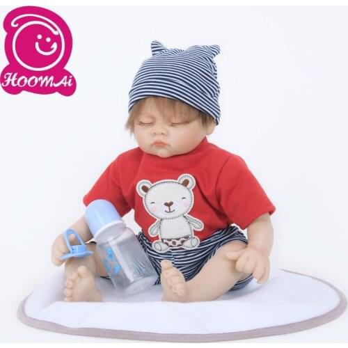 18 Inch New Style Cute Baby Bebe Reborn Doll Lifelike Sleeping 45CM Newborn Baby Closed Eyes Doll For Kids Fashion Birthday Gift