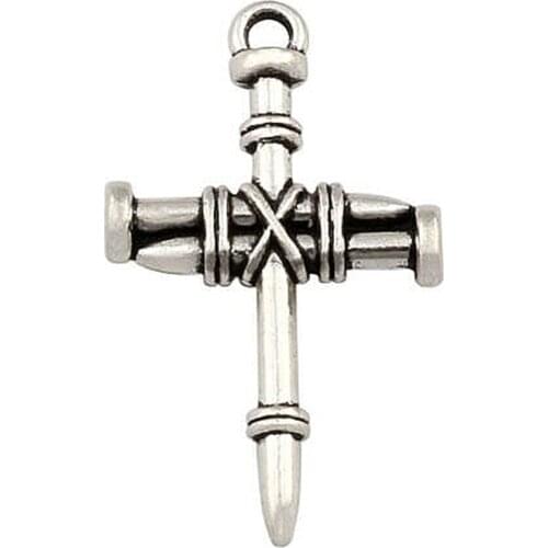 20Pcs/ Lot Hot Sell Nail Cross Charm Pendant Alloy Jewelry DIY 20*34.5mm A-210