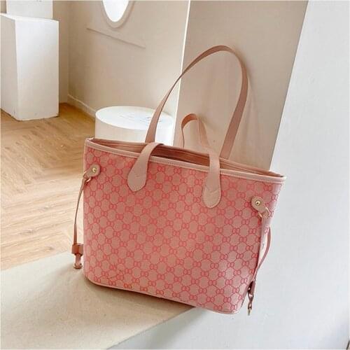 2021 Women’S Tote Canvas Shoulder Bag 2 Sets Fashion Large Capcity Shopper Handbag Beach For Ladies Female