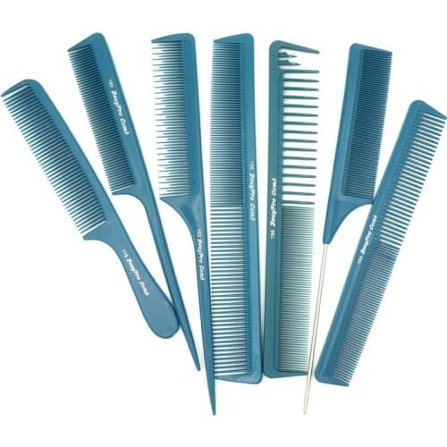 7 Pcs/Lot Hairdressing Cutting Comb Salon Professional Hair Stylist Haircut Tail Comb BY-07 Plain Cutting Comb Hair Styling Tool