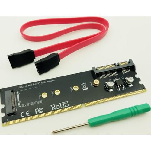 M.2 DDR2 Slot Adapter Raiser DDR to M2 SSD Riser B KEY NGFF M.2 SSD Converter Card SATA Power 7Pin SATA Data Port to Motherboard