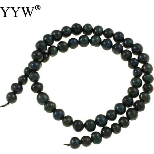 7-8mm Cultured Potato Freshwater Pearl Beads Dark Green Pearl Punch Loose Beads for DIY Women Elegant Necklace Jewelry Making