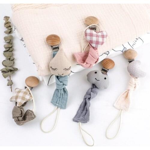 1PC Cotton Baby Toys Pacifier Chain Personalized Pacifier Clip Wood Holder For Nipples Cotton Nipple Chain For New Born Baby