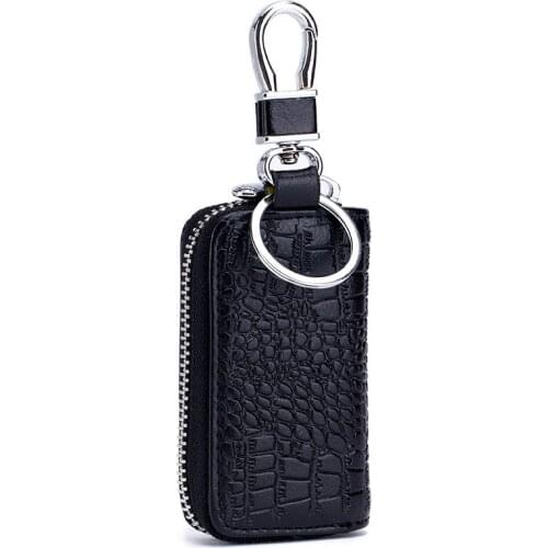 Crocodile Pattern Key Holder Case Men Genuine Leather Wallet Key Holder Multi Function Key Ring For Car Zipper Bag MF-960
