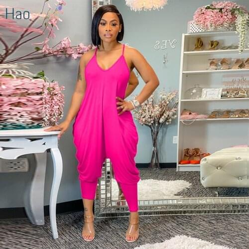 HAOYUAN Sexy Off Shoulder Harlan Loose Jumpsuit Summer Backless Outfits for Women Festival Clothes One Piece Night Club Rompers