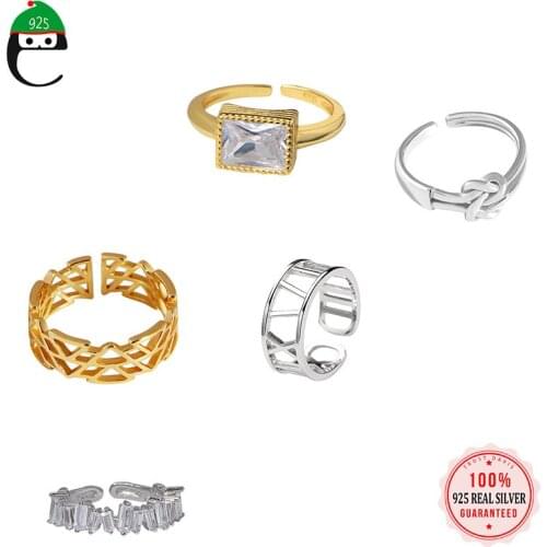 ElfoPlataSi Real S925 Sterling Silver Roman Numerals Hollow Knot Opening Ring For Women Fashion Fine Jewelry Wholesale DD1226