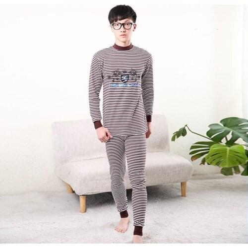 Kids Thermal Underwear Sets Winter Boys long johns Stripe Basic Cotton Teens Clothes Sets Pajamas Suit Unisex Homewear Children