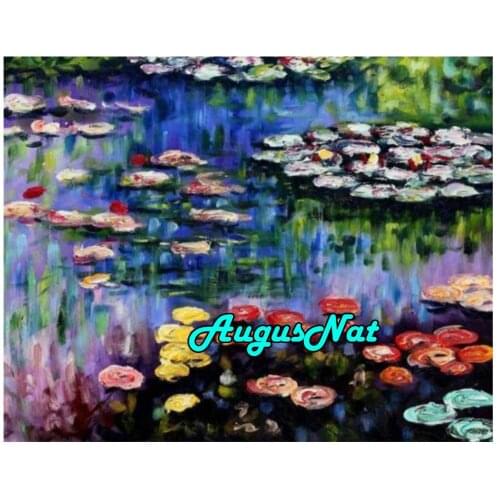Monet diamond painting lotus flower daimand embroidery landscape sticker diamant dot puzzle picture diamont oil piant by numbers