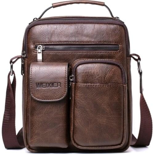 Men Shoulder Bag for 10.5" iPad Large Men Handbag PU Leather Man Shoulder Crossbody Bags Business Travel Man Messenger Bag Brown