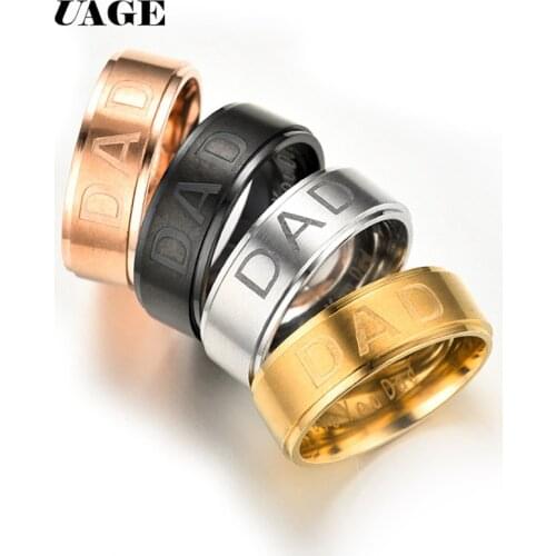 UAGE New Arrive Stainless Steel Dad Ring Engraved Love You Dad Mens Ring Jewelry