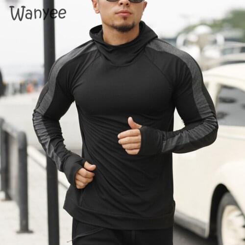 2021 Mens Spring Fall Quick-Drying Training Long-Sleeve Hooded Pullover Fitness Clothing Sweatshirt Man Sports Jacket Running