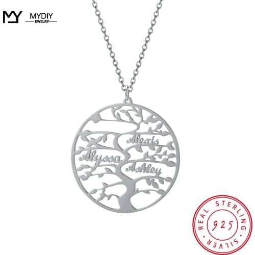 925 Sterling Silver Family Tree Custom Name Necklace Fashion Chain Necklaces Custom Name for Women Jewelry Send Family MYDIY