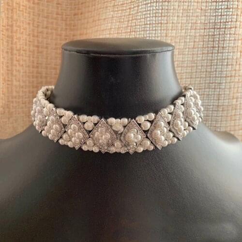 2021 Fashion New Wedding Jewelry, Pearl Bead, Diamond-shaped Box, Patchwork Alphabetic Necklace for Women