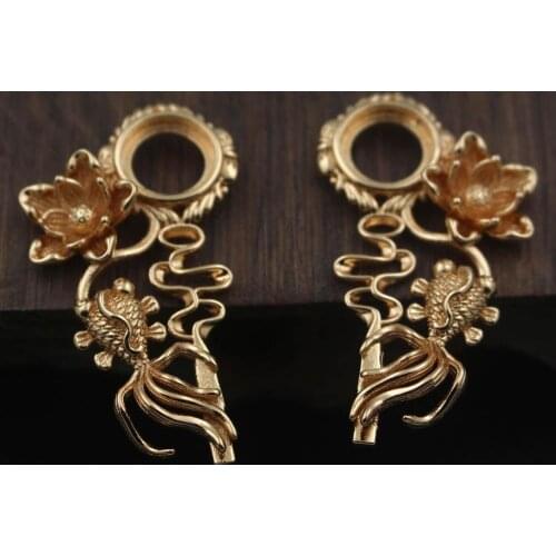 10pairs Brass Casted Flower Fish Charms Cameo Base Quality Gold Silver Color Decoration DIY Bridal Wedding Jewelry Accessories
