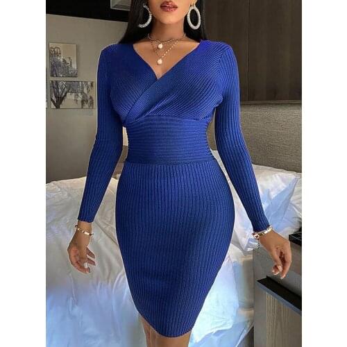 Модные трикотажные платья QUHENG China At AliExpress