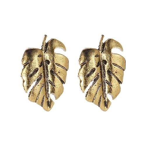 Leaf Earrings Women Gold Silver Color Small Charm Palm Monstera Leaves Stud Earrings Fashion Jewelry Ear Accessories Pendientes