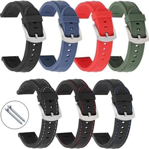 Sport Silicone Watch Strap 18mm 20mm 22mm 24mm Waterproof Quick Release Soft Rubber Wrist Band Bracelet for Women Men