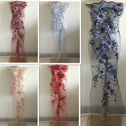 New 3D Flower Patch Applique Fabrics African Lace Material Sew Wedding Evening Dress Clothes Net Mesh Embroidered Patchwork