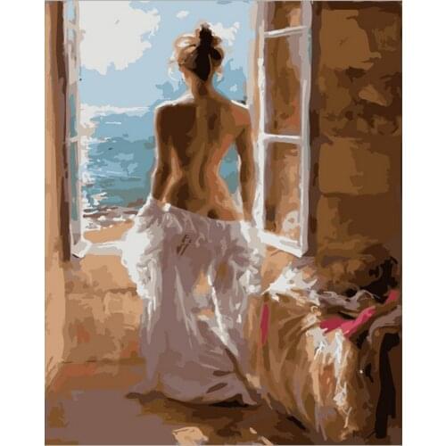 Bath girl picture Home Decoration no frame sexy nude woman painting By Numbers Hand paint Drawing On Canvas room paintings 2020