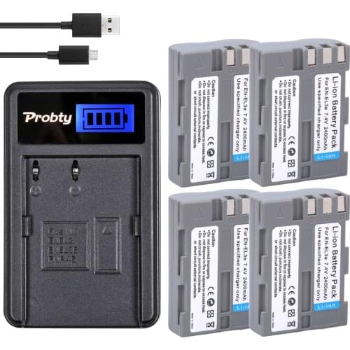 4Pcs Probty EN-EL3e EN EL3e ENEL3e Battery + USB LCD Charger for Nikon D30 D50 D70 D70S D90 D80 D100 D200 D300 D300S D700 Camera