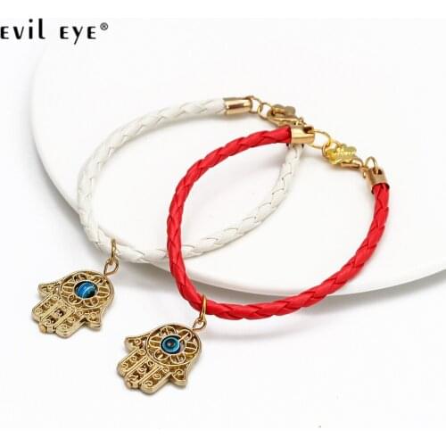 EVIL EYE Fatima Hand Blue Turkish Evil Eye Charm Bracelet Multi Color Rope Chain Bracelet Fashion Jewelry for Women Girls EY192