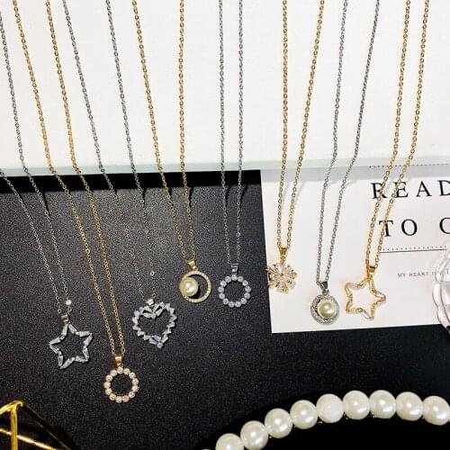 Heart Necklace for Women Aesthetic Zircon Pendant Clavicle Chain Womens Jewelry Accessories Wholesale Collares Kpop