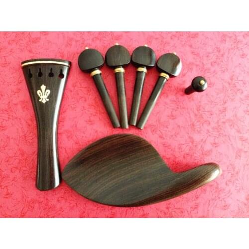 1 set ebony violin parts 4/4 full size Inlaid copper flower, violin accessories