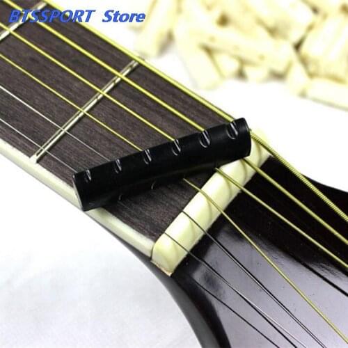 2 Sets Guitar Parts Black Buffalo Bone Guitar Bridge Nut Saddle & Slotted For 6 String Classical Guitar