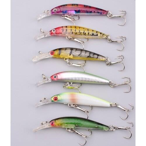 New Lot 6pcs for Fishing Minnow Fishing Lure Wobbler Crank Bait Hooks Bass Crankbait Tackle 7cm/3.9g Free Shipping