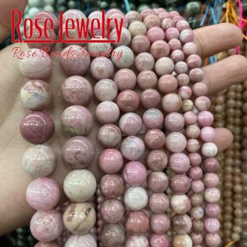 A+ Natural Red Rhodonite Gemstones Beads Round Loose Spacer Beads 6/8/10/12 mm For Jewelry Making DIY Bracelet Accessories 15
