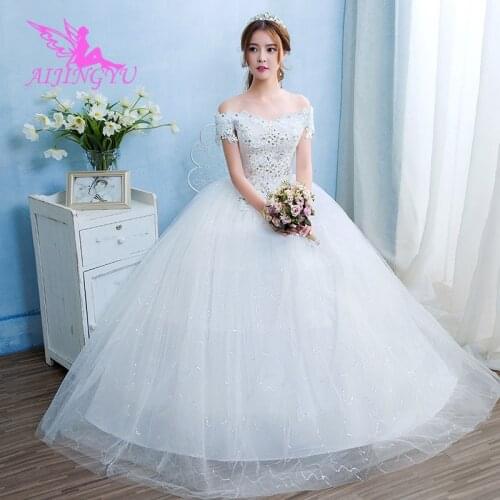 AIJINGYU 2021 girl new hot selling cheap ball gown lace up back formal bride dresses wedding dress WK497