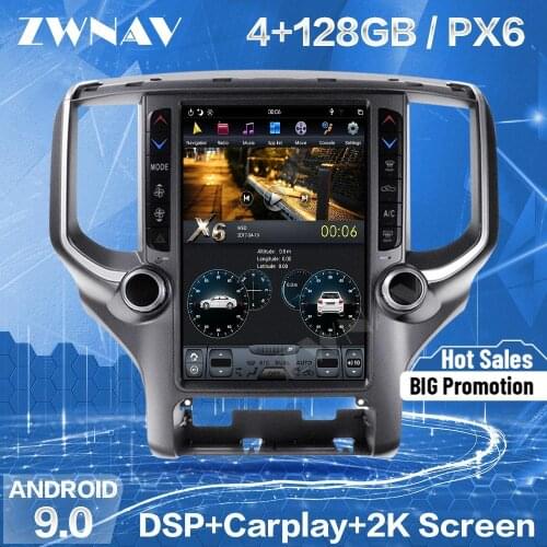 4+128G Tesla Screen For 2018 2019 2020 Dodge RAM 1500 Android 9 Car Multimedia Player GPS Navi Audio Radio Auto Stereo Head Unit