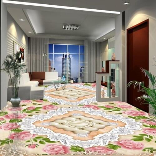 Free Shipping European-style stone pattern jade flooring wallpaper kitchen self-adhesive office wear floor mural
