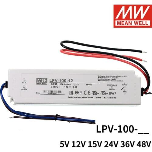 Mean Well LPV-100-5 /12/15/24/ 36/48V Switching Power Supply 100W Meanwell LED Driver For advertising lighting display screen