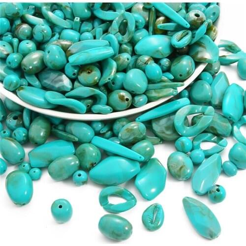 30g Plastic Acrylic Imitation Blue Turquoise Beads Round Oval Tube Space Beads for DIY Earring Necklace Bracelet Jewelry Making
