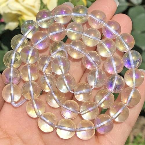 6/8/10/12mm Champagne Plated Crystal Glass Beads Round Spacer Beads For Jewelry Making Quartz Diy Bracelet Earrings 15Inches