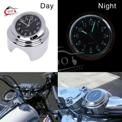 Universal Chrome 7/8" Waterproof Motorcycle Handlebar Mount Quartz Clock Watch Aluminum Luminous Clock Watch Fit for Honda