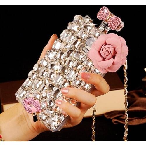 DIY Colorful Diamond Flower Perfume Bottle Case For iphone 11 Pro XS Max XR X 8 7 6S Plus Samsung Note10 9 8 S10E S10 S9 S8 Plus