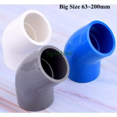 Big Size 63~200mm PVC 45° Elbow Connector Aquarium Fish Tank Fittings Tube Joints Hydroponic Planting Frame Garden Connectors