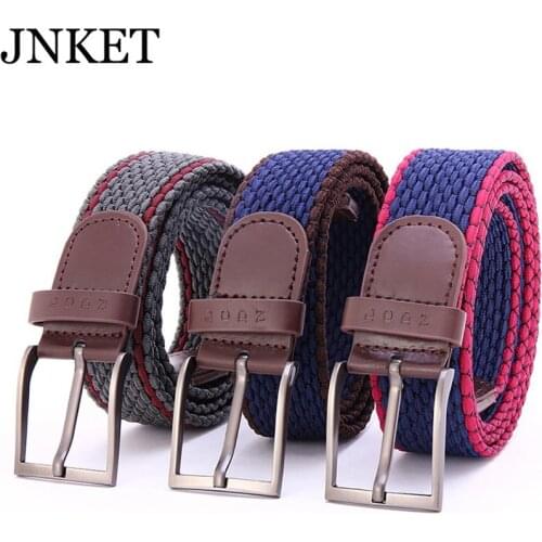 JNKET New Men And Women Fashion Knitted Needle Buckle Fabric Belt Jeans Belt Ladies Casual Cinturon