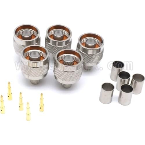 JX RF Connector 5PCS N Male Crimp Connector For RG5 RG6 5D-FB LMR300 Coaxial cable