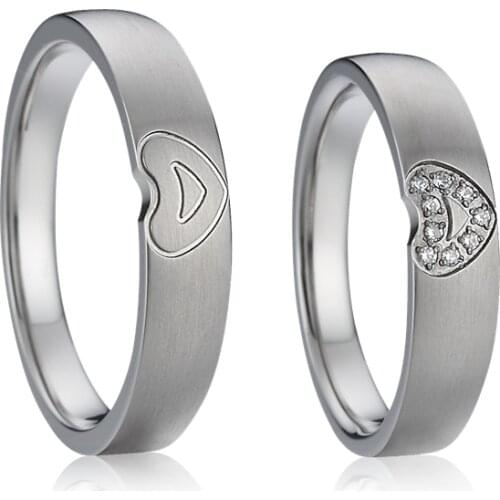 Lovers Alliance heart ring platinum style wedding band 1 Pair custom titanium proposal promise rings for couples men and women