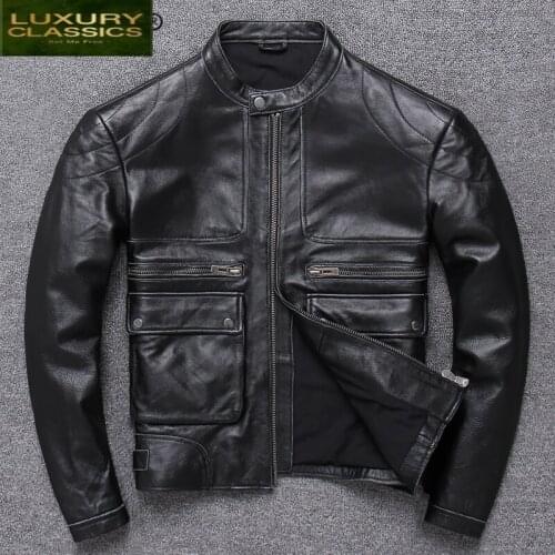Leather Natural 100% Genuine Jacket Men Clothes 2021 Autumn Winter Fit Real Cow Leather Jackets Coat Jaqueta De Couro 655