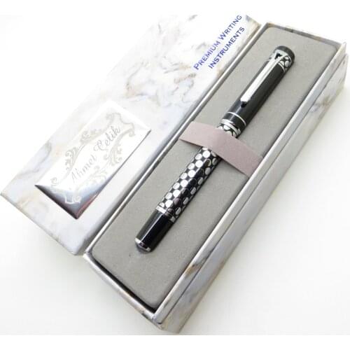 Wings Marble Deluxe R416 Bright Chrome Polka Dot Roller Pen | İsme Special Pen | Gift Pen