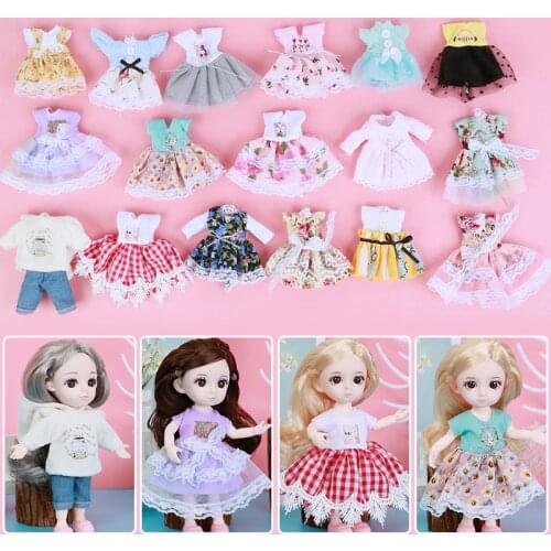 New 16cm Dolls BJD Doll Clothes Fashion Dress Up Skirt Clothes Changeable Clothes Girls Toys Accessories Gifts General Clothes