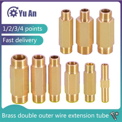 Brass Lengthened Direct 1/8 1/4 3/8 1/2 Inch Extension Pipe Diameter Reduction Conversion External Thread Copper Fittings